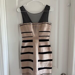 BCBGMaxAzria Black and Cream Striped Dress